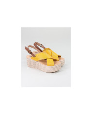 Yellow sandals of Lady Ginova with Perforated Strips