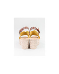 Yellow sandals of Lady Ginova with Perforated Strips