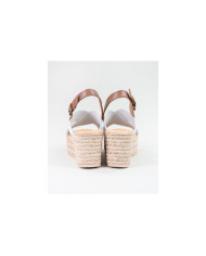 White Sandals by Mrs. Ginova with Perforated Strips