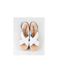 White Sandals by Mrs. Ginova with Perforated Strips