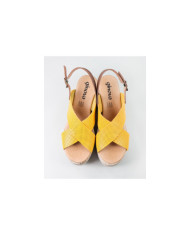 Yellow sandals of Lady Ginova with Perforated Strips