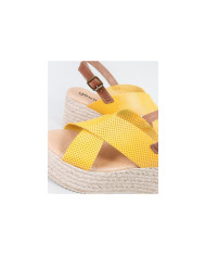 Yellow sandals of Lady Ginova with Perforated Strips