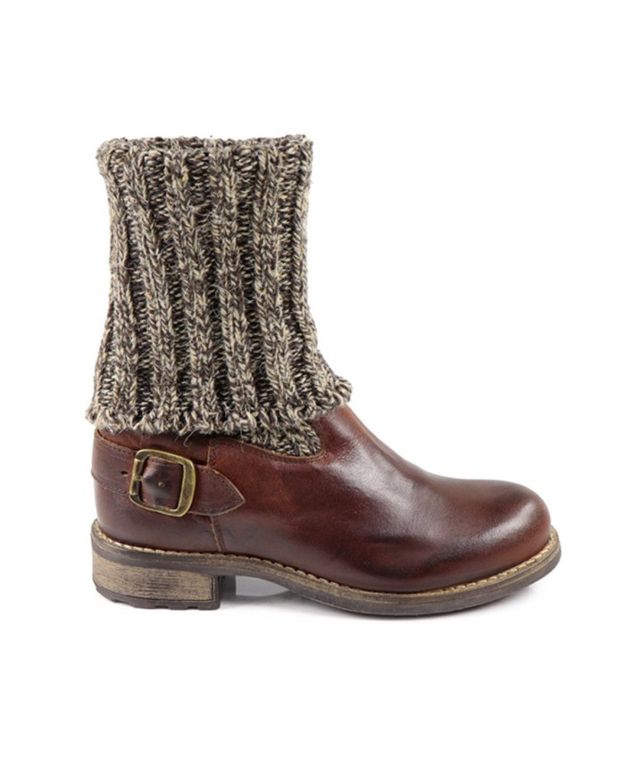 Botas de Senhora Castanhas com Cano em Lã Ginova