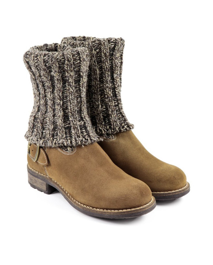 Botas de Senhora em Taupe com Cano em Lã Ginova