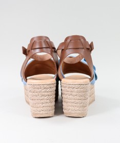 Sandálias Azuis de Senhora em Cunha com Laço