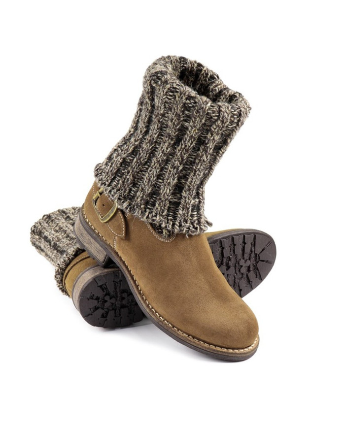 Botas de Senhora em Taupe com Cano em Lã Ginova