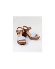 Blue sandals of Lady Ginova with Strip Decorated