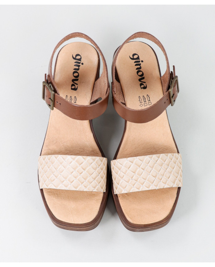 Taupe de Senhora Ginova sandals with Tira Decorated