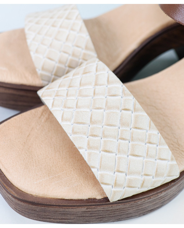 Taupe de Senhora Ginova sandals with Tira Decorated