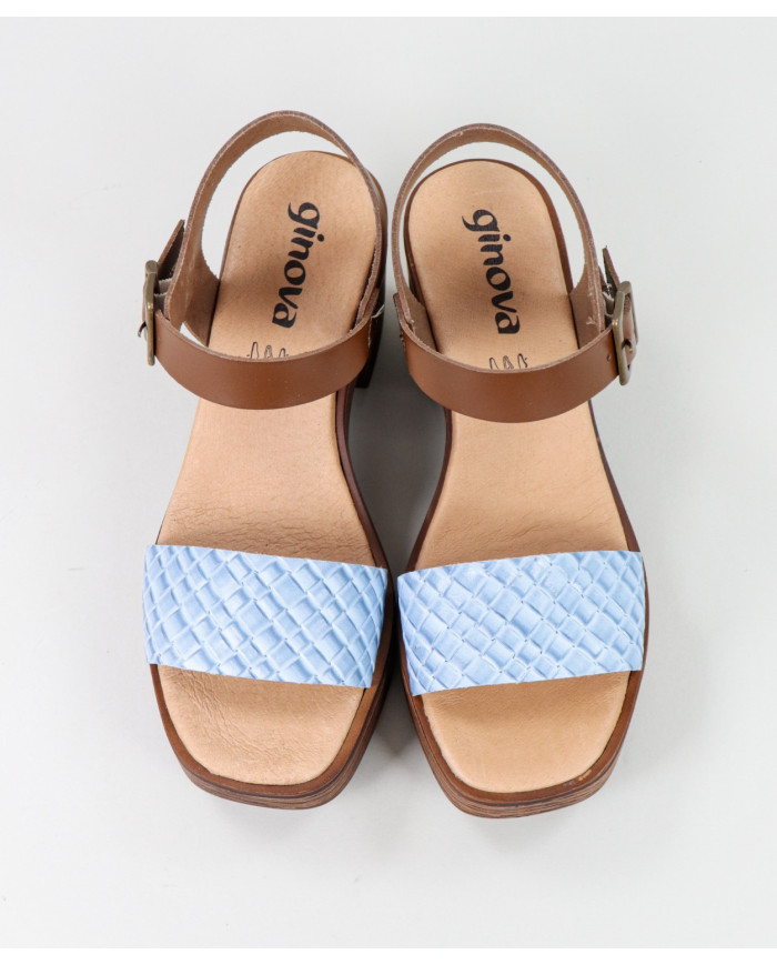 Blue sandals of Lady Ginova with Strip Decorated