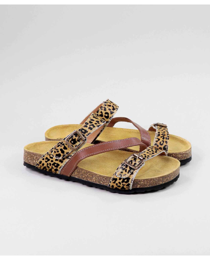 Slippers with Strips Leopard of Lady Ginova