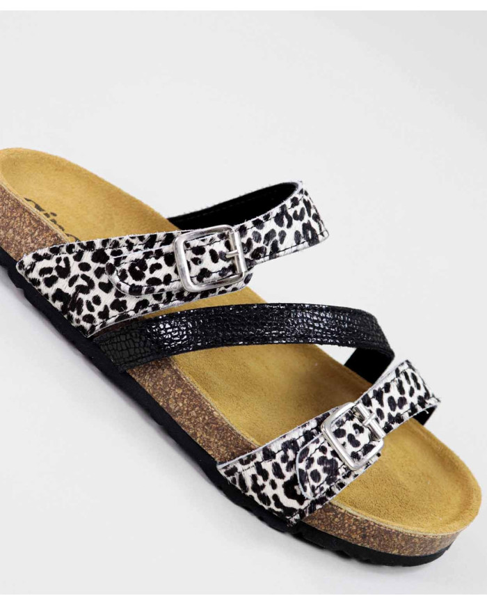 Slippers with Strips Leopard of Lady Ginova
