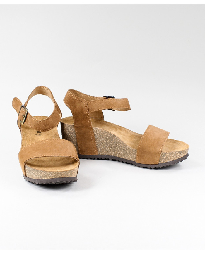 Camel de Senhora Ginova sandals with Anatomical Insole