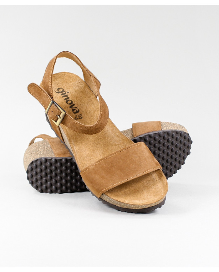 Camel de Senhora Ginova sandals with Anatomical Insole