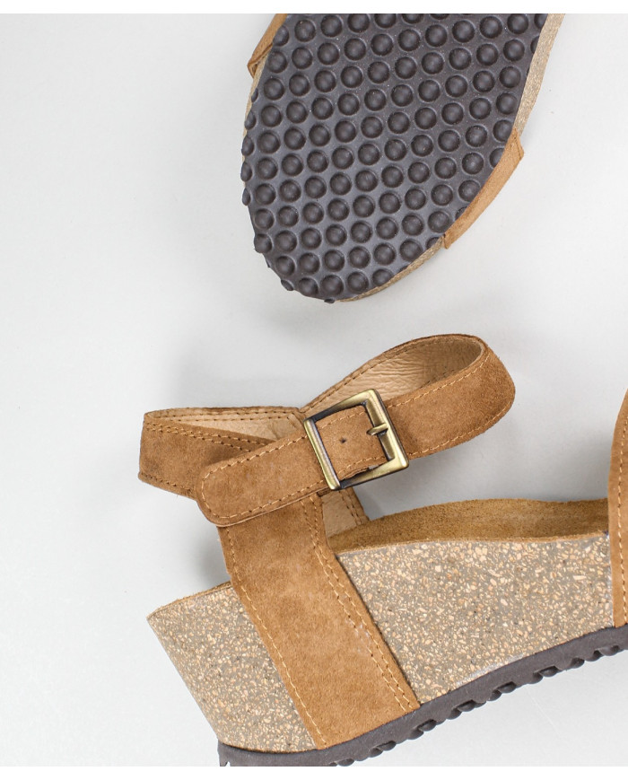 Camel de Senhora Ginova sandals with Anatomical Insole