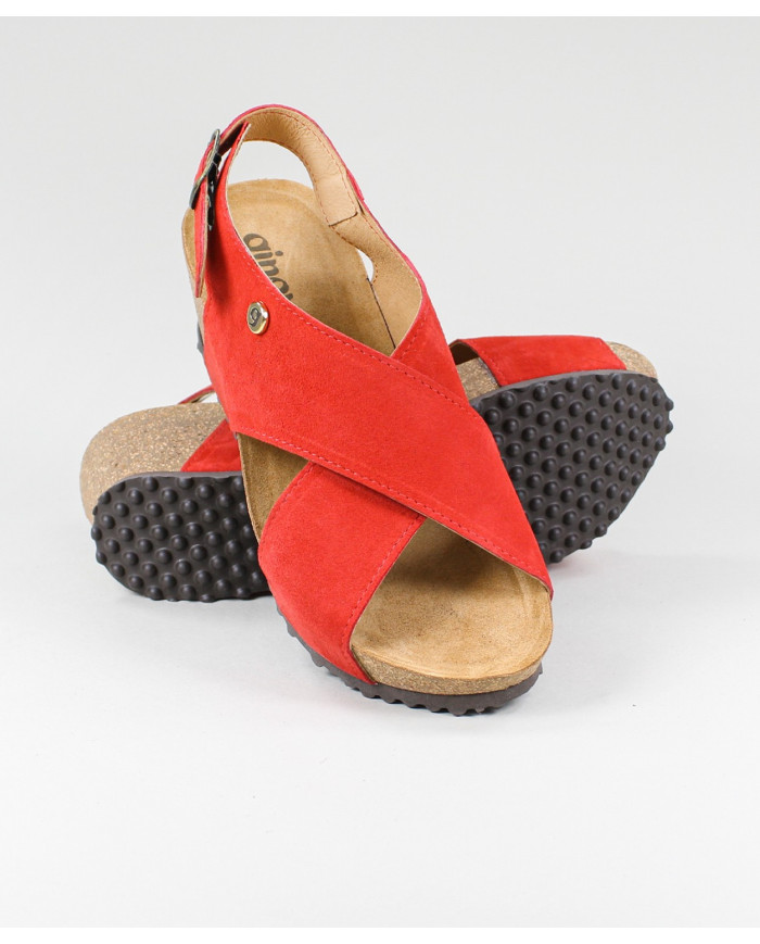 Red Sandals Ginova de Tiras Cruzadas with Anatomical Insole
