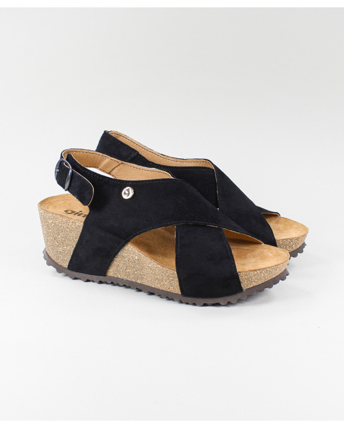 Black Sandals Ginova de Tiras Cruzadas with Anatomical Insole