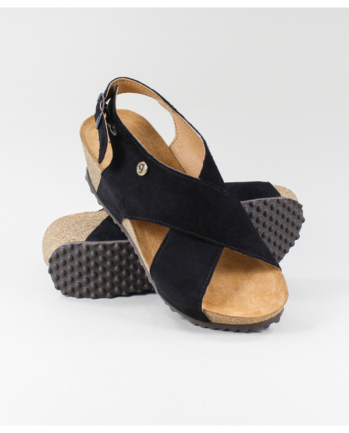 Black Sandals Ginova de Tiras Cruzadas with Anatomical Insole
