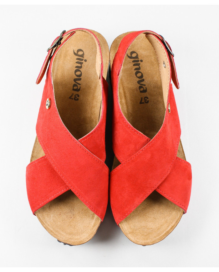 Red Sandals Ginova de Tiras Cruzadas with Anatomical Insole