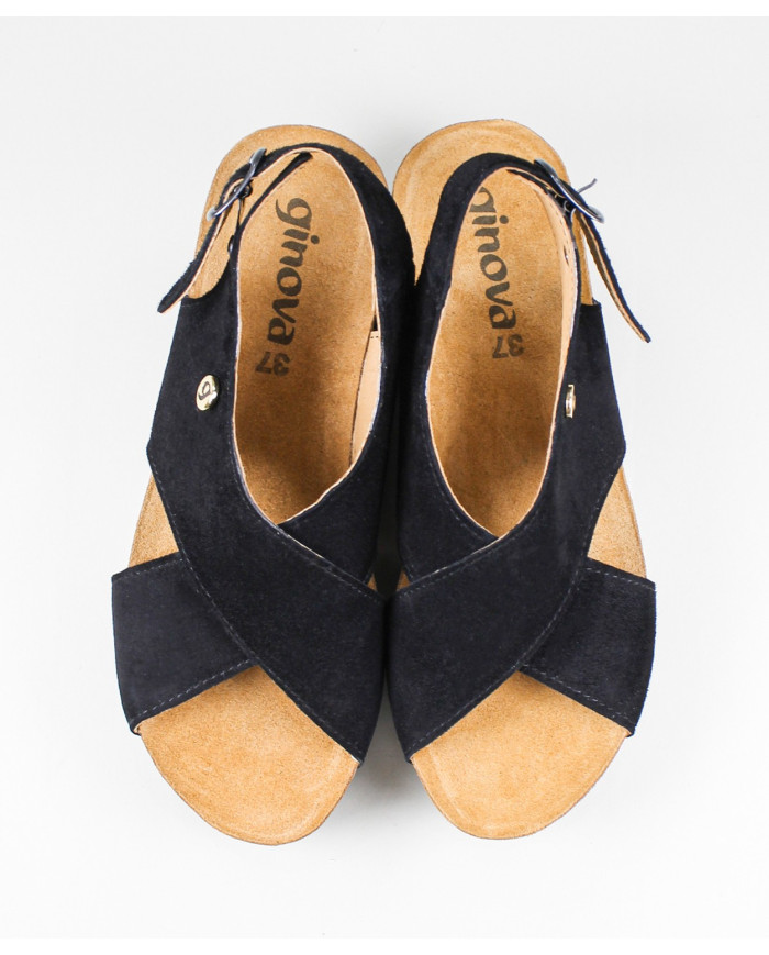 Black Sandals Ginova de Tiras Cruzadas with Anatomical Insole