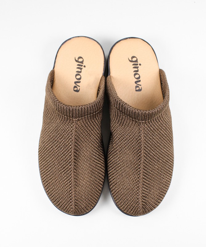 Comfort Slippers with Knitted Upper