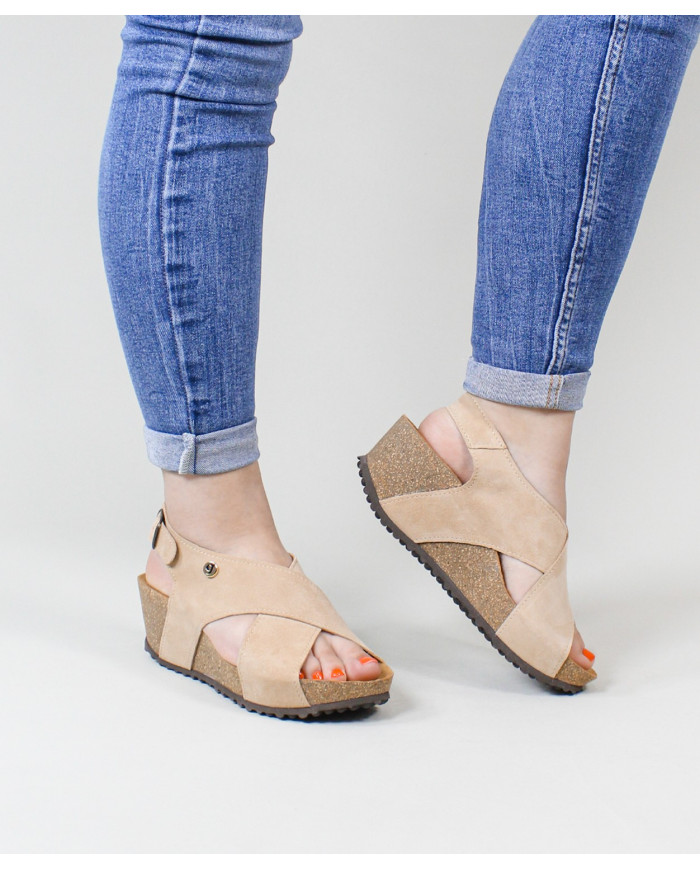 Beges Ginova de Tiras Cruzadas sandals with Anatomical Insole