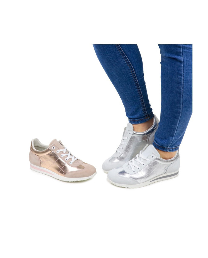 Zapatos Lady Ginova en piel metálica