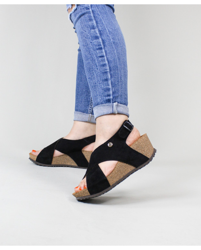 Black Sandals Ginova de Tiras Cruzadas with Anatomical Insole