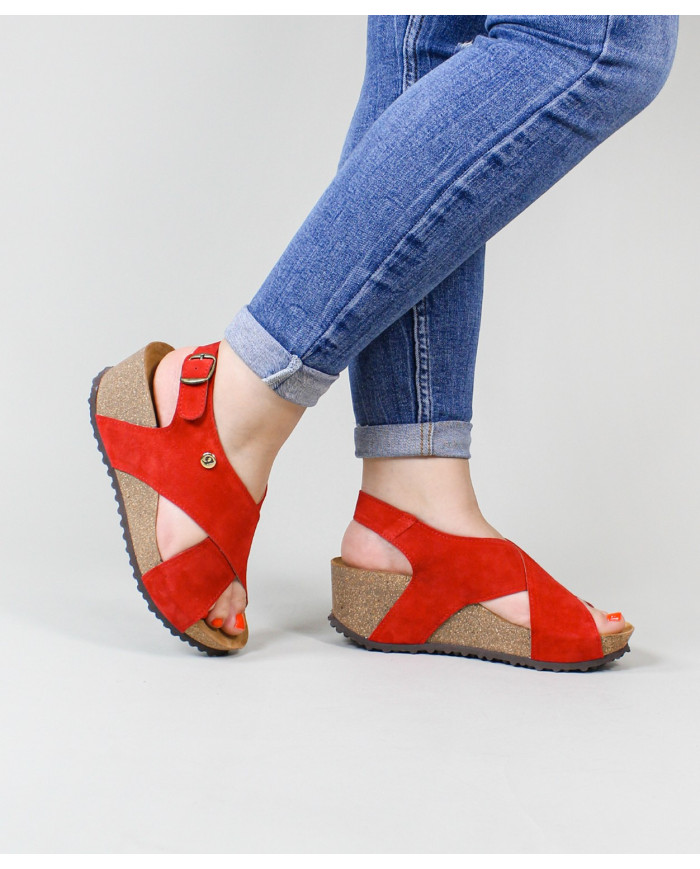 Red Sandals Ginova de Tiras Cruzadas with Anatomical Insole