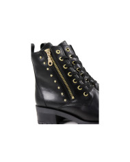 Women's Black Military Boots Ginova with Tachas