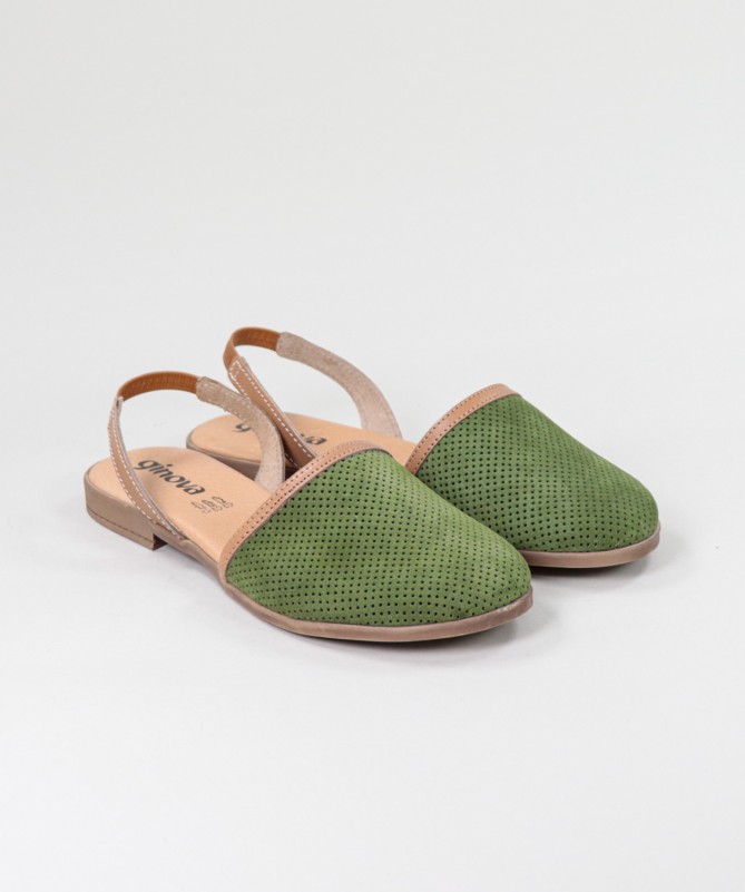 Sandálias Verdes de Senhora Ginova Perfurada