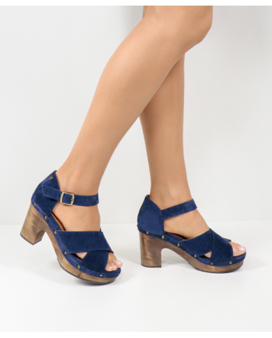Blue Sandals by Mrs. Ginova with Cross Strips