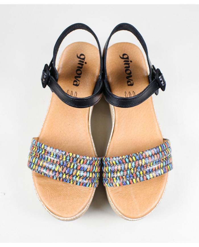 Ms. Ginova Multicolored Sandals with Embossed Strip