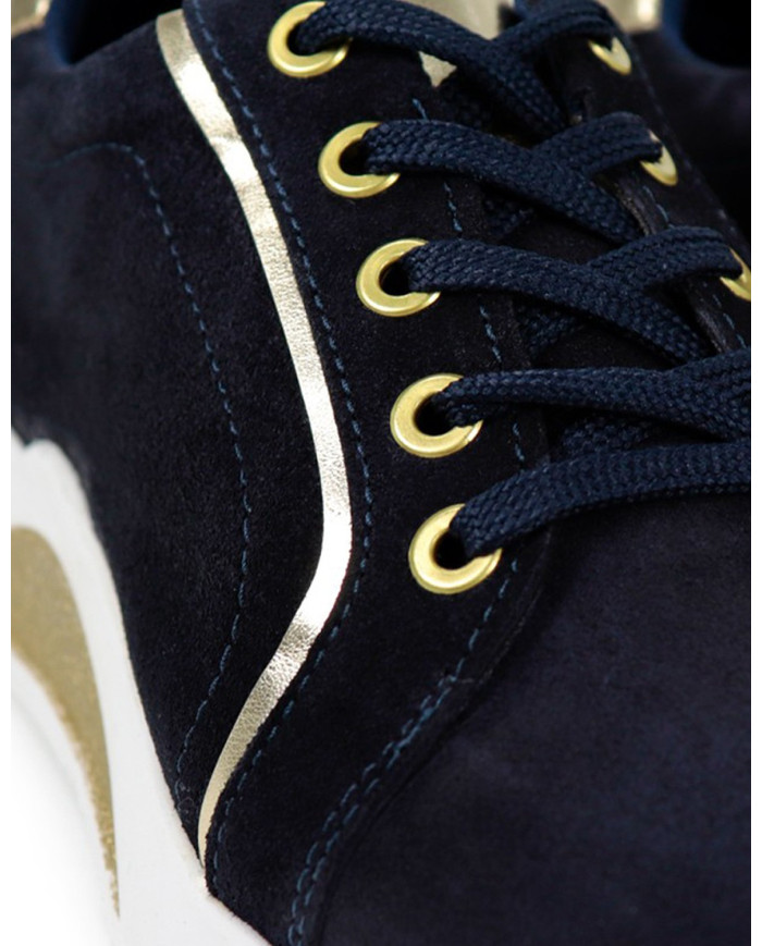 Blue Ginova Women's Slippers with Golden Details