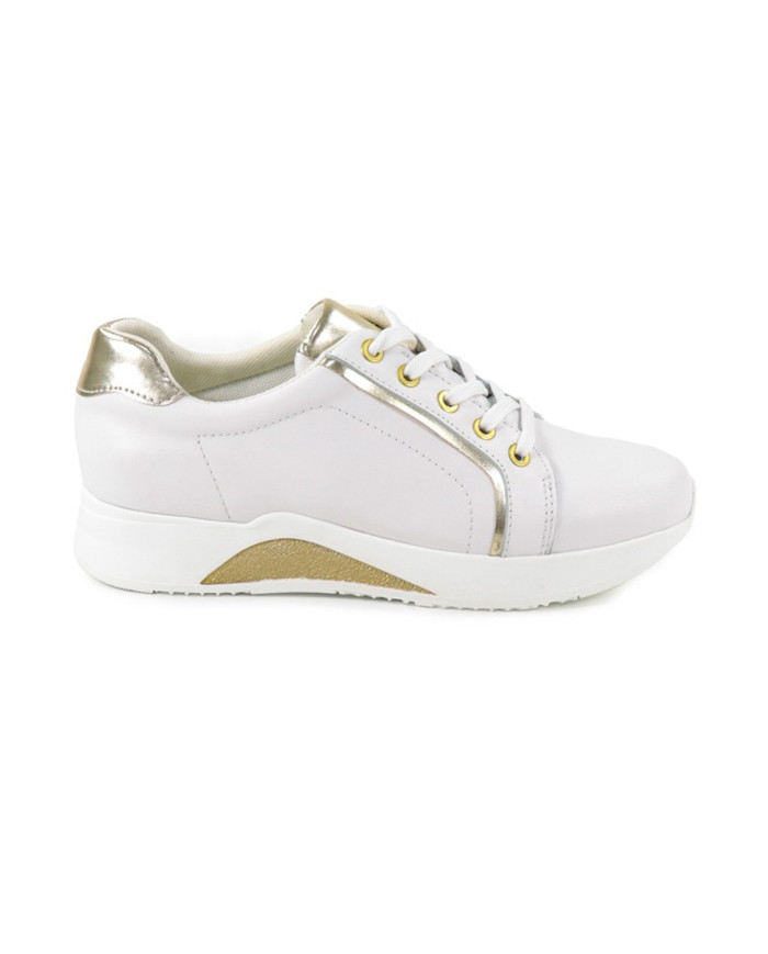 White Ginova Women Sneakers with Golden Details