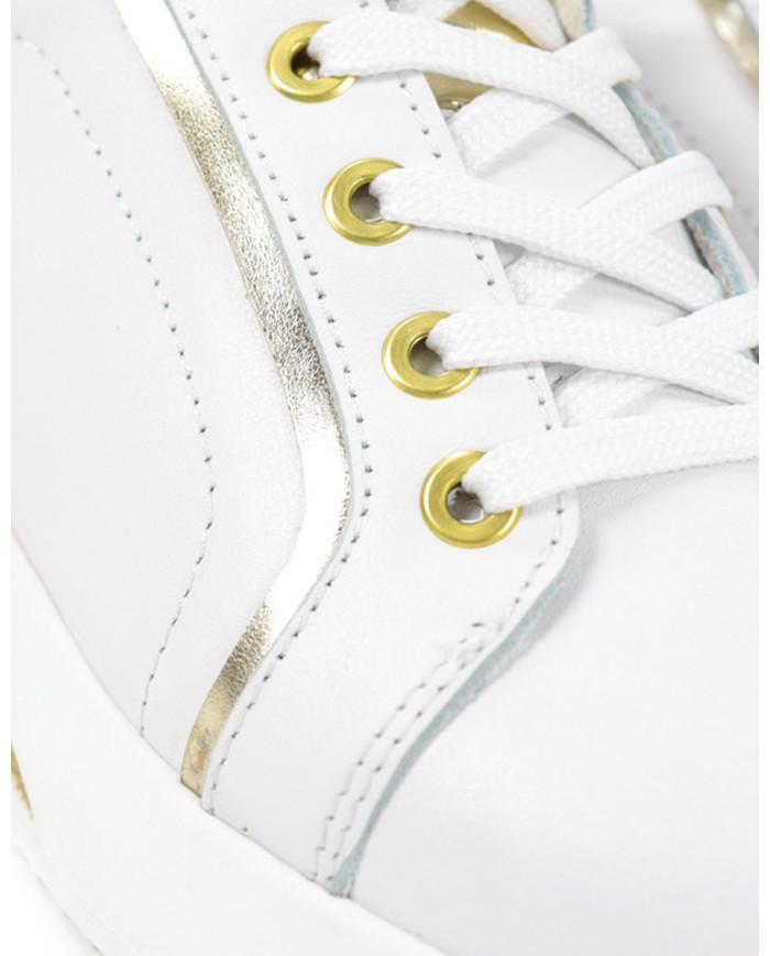 Sapatilhas de Mulher Ginova Brancas com Detalhes Dourados