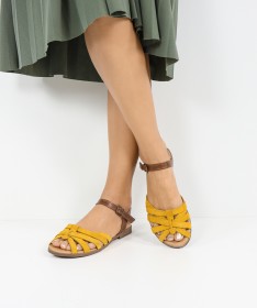 Sandálias de Senhora Ginova com Tiras Cruzadas em Camurça