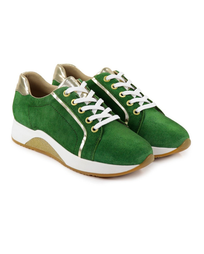 Green Ginova Women's Trainers with Golden Details