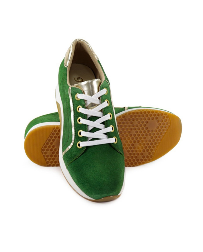 Sapatilhas de Mulher Ginova Verdes com Detalhes Dourados