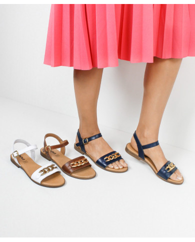 Sandálias com Corrente Dourada de Senhora Ginova