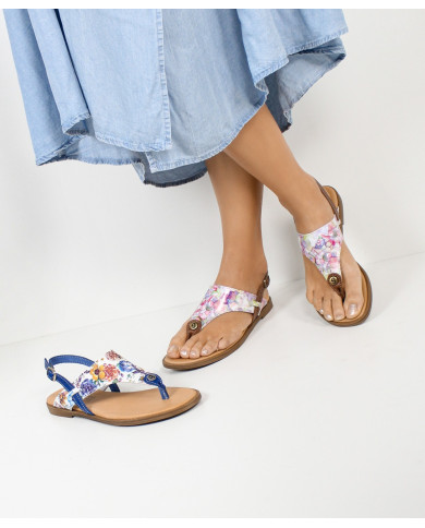 Lady Ginova Sandals with Floral Pattern