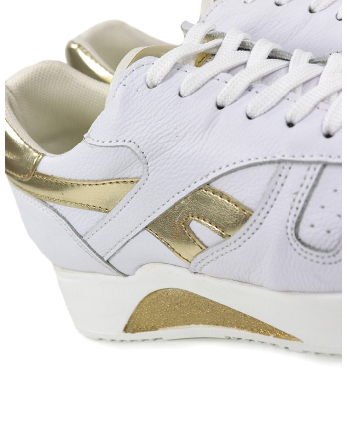 White and Gold Ginova Woman Sneakers with Details