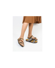 Chinelos com Tiras Leopardo de Senhora Ginova