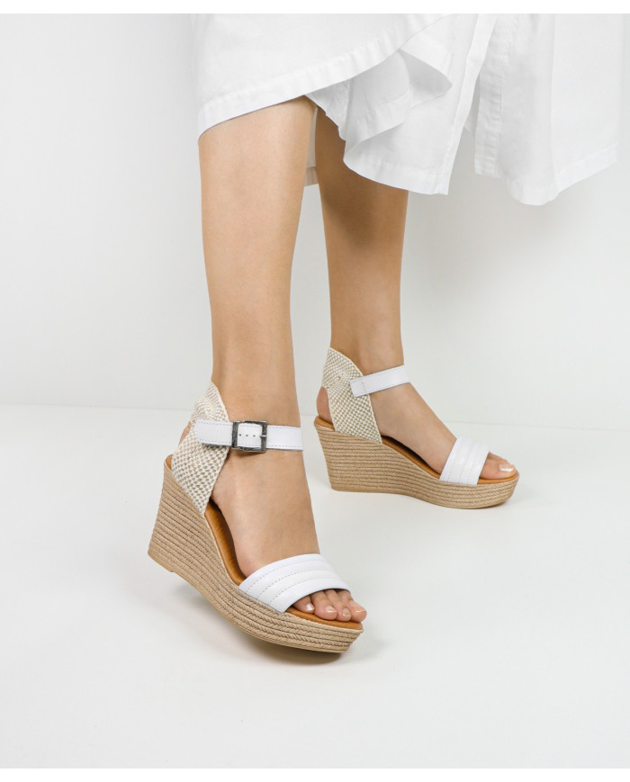 White Sandals by Lady Ginova with Buckle