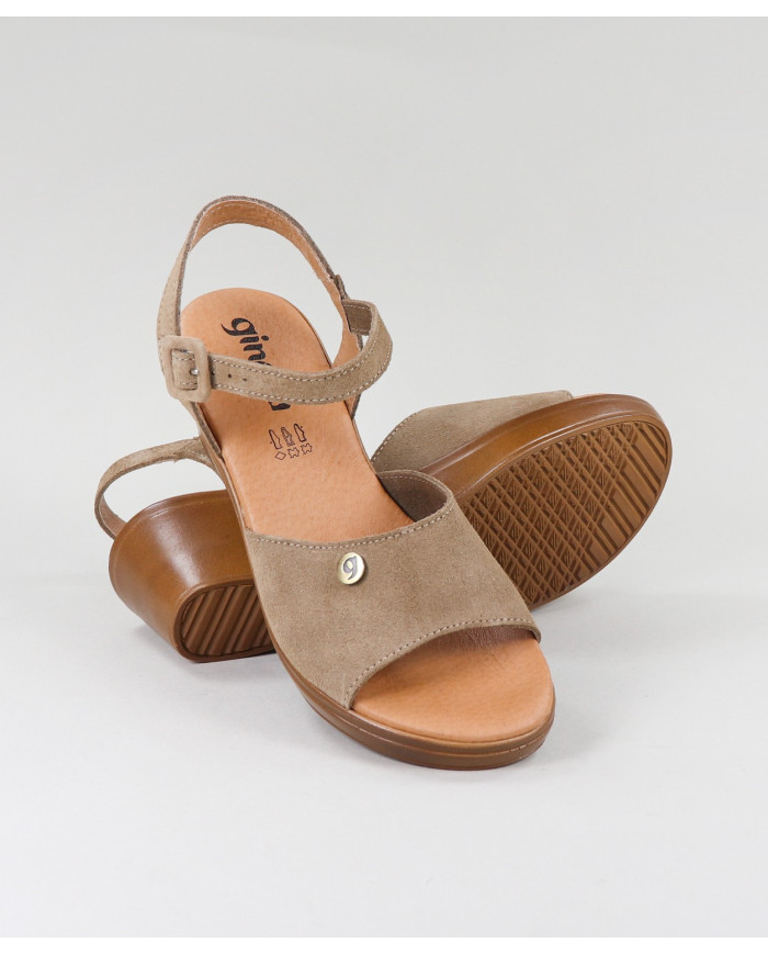 Dame Ginova Taupe Sandals with Adjustable Strip