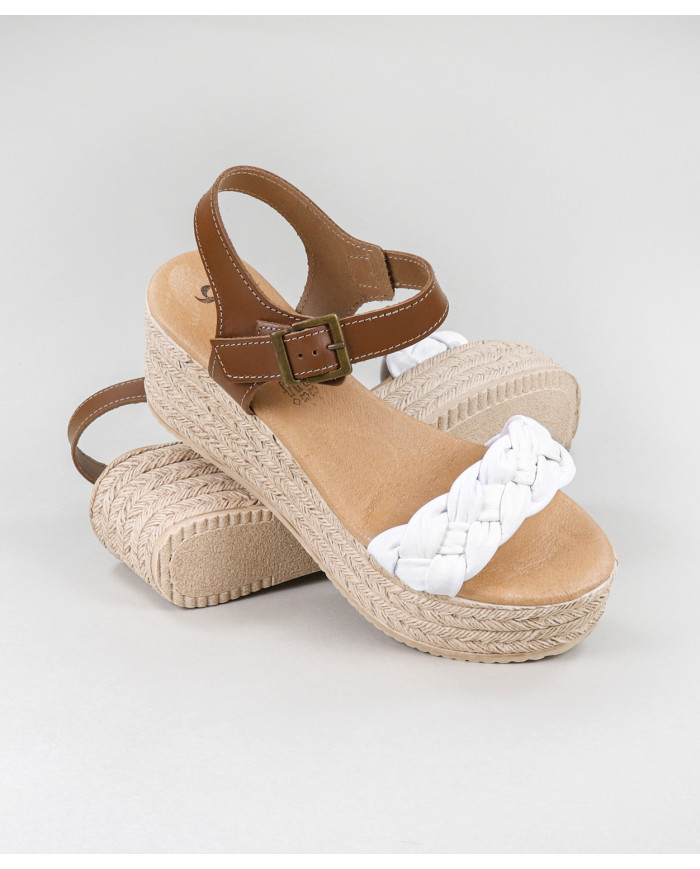 White Sandals of Cunha with Strip Entrançada Senhora Ginova