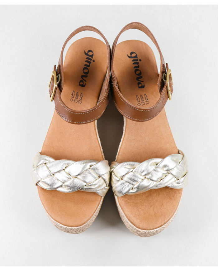 Platinum Cunha Sandals with Ingressed Strip Lady Ginova