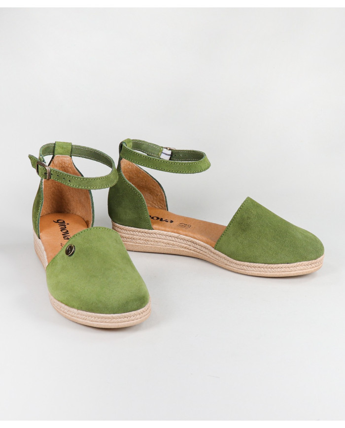 Sandálias Verde de Senhora Ginova com Tira de Apertar