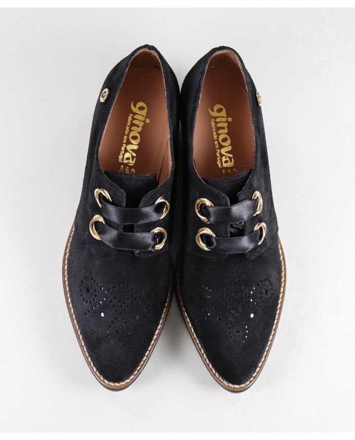 Botas Pretas de Senhora Ginova com Laço de Cetim