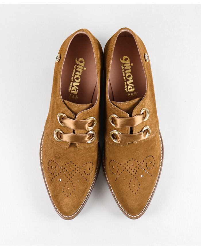 Botas Camel de Senhora Ginova com Laço de Cetim